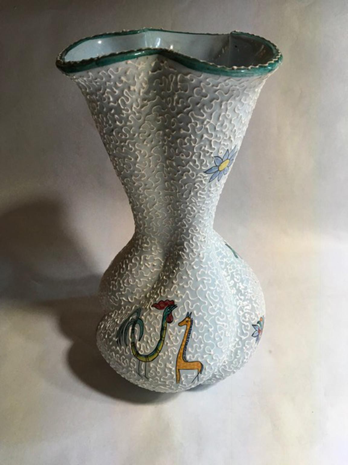 Mid-Century Modern Italie 1960 Mid-Century Vase en céramique émaillée blanche en vente