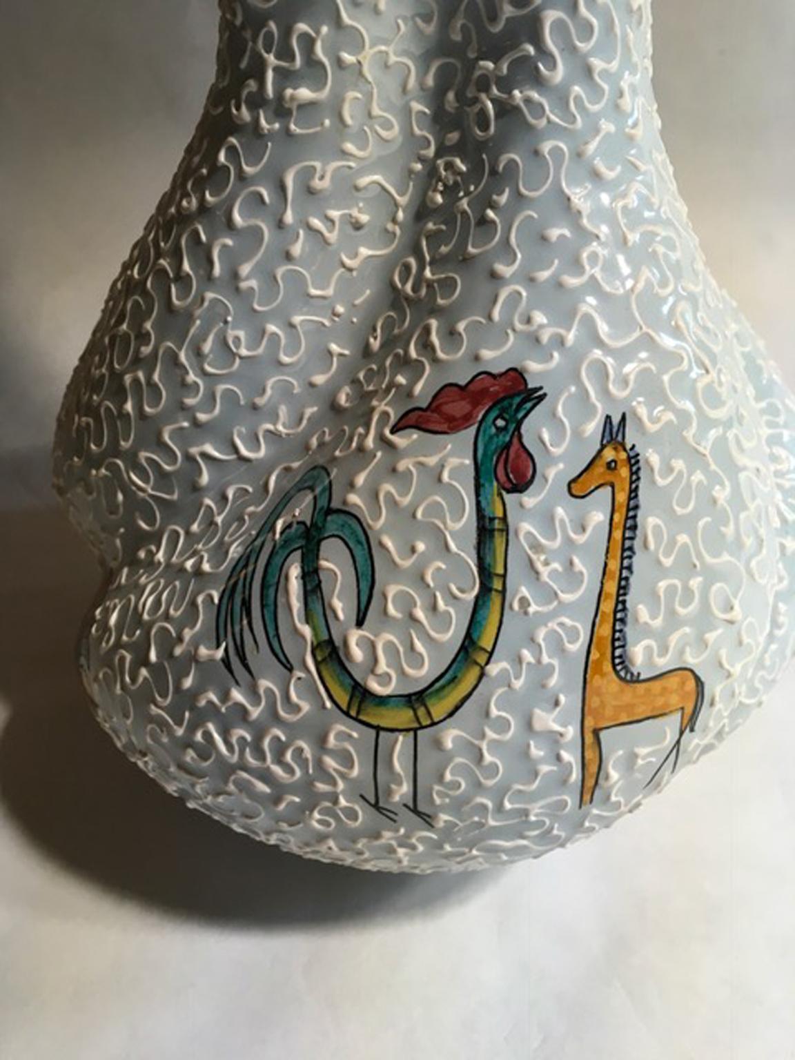 Céramique Italie 1960 Mid-Century Vase en céramique émaillée blanche en vente