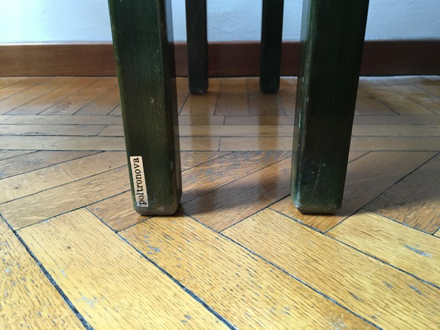 Italian Design 1961 Poltronova Pair Wooden Green Armchairs by Umberto Brandigi For Sale 5
