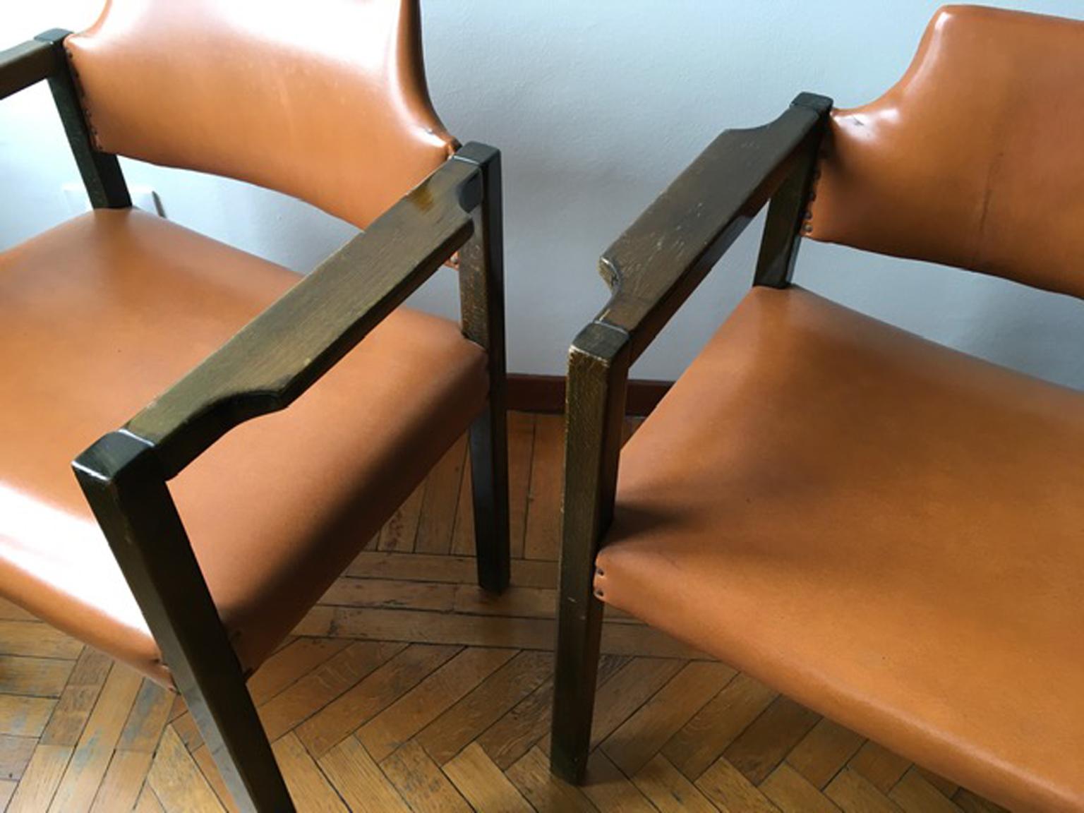 Mid-Century Modern Paire de fauteuils Poltronova en bois vert de Umberto Brandigi, design italien, 1961  en vente