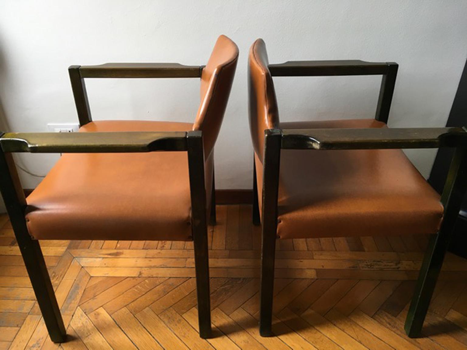 Paire de fauteuils Poltronova en bois vert de Umberto Brandigi, design italien, 1961  en vente 2
