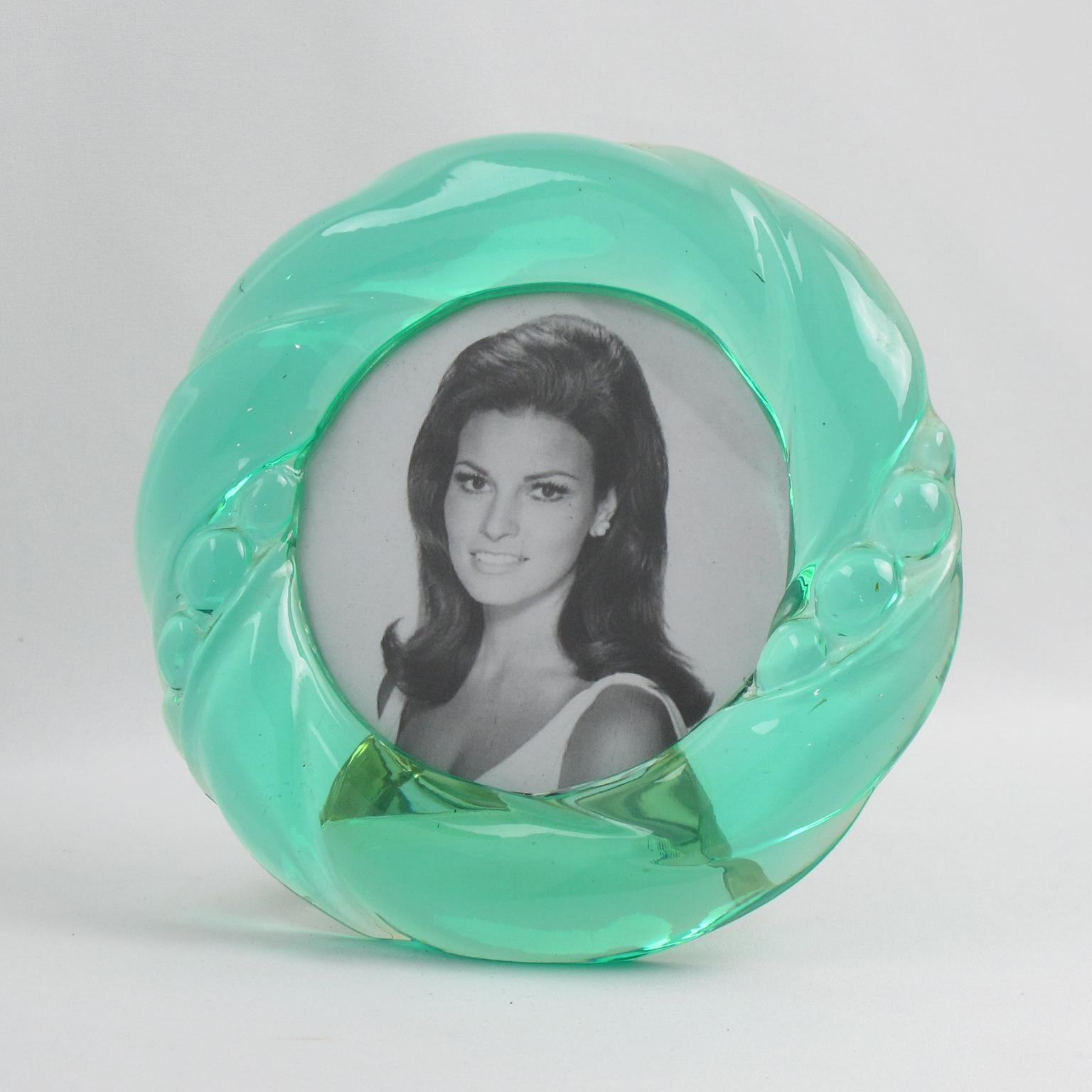 Acrylic Italian 1970s Green Lucite Picture Frame