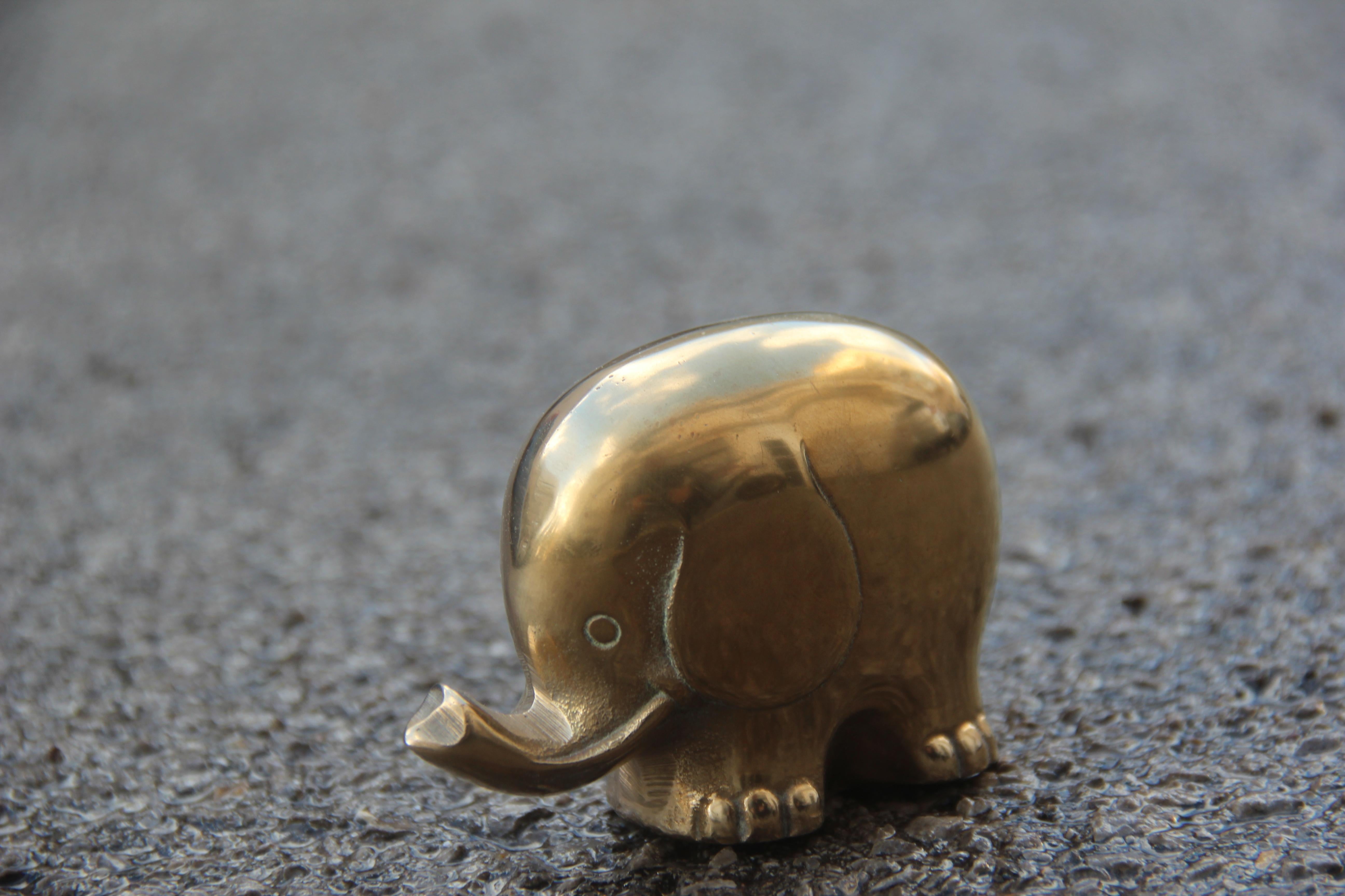 Late 20th Century Italian Design 1970s Gold Color Brass Elephant Sculpture