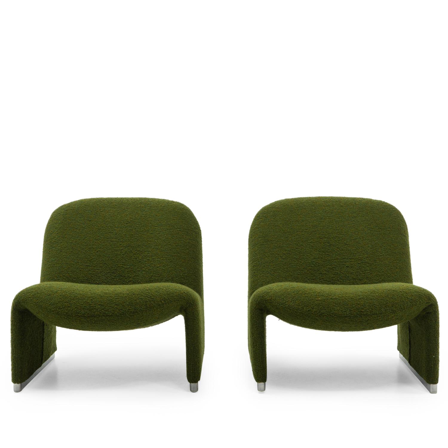 Beautifully restored “Alky” lounge chairs produced by Artifort and designed by Giancarlo Piretti (also known for the Plia and Plona chairs).

The Alky chair was conceptualized in 1968 and has seen lately renewed interest due to its easy integration