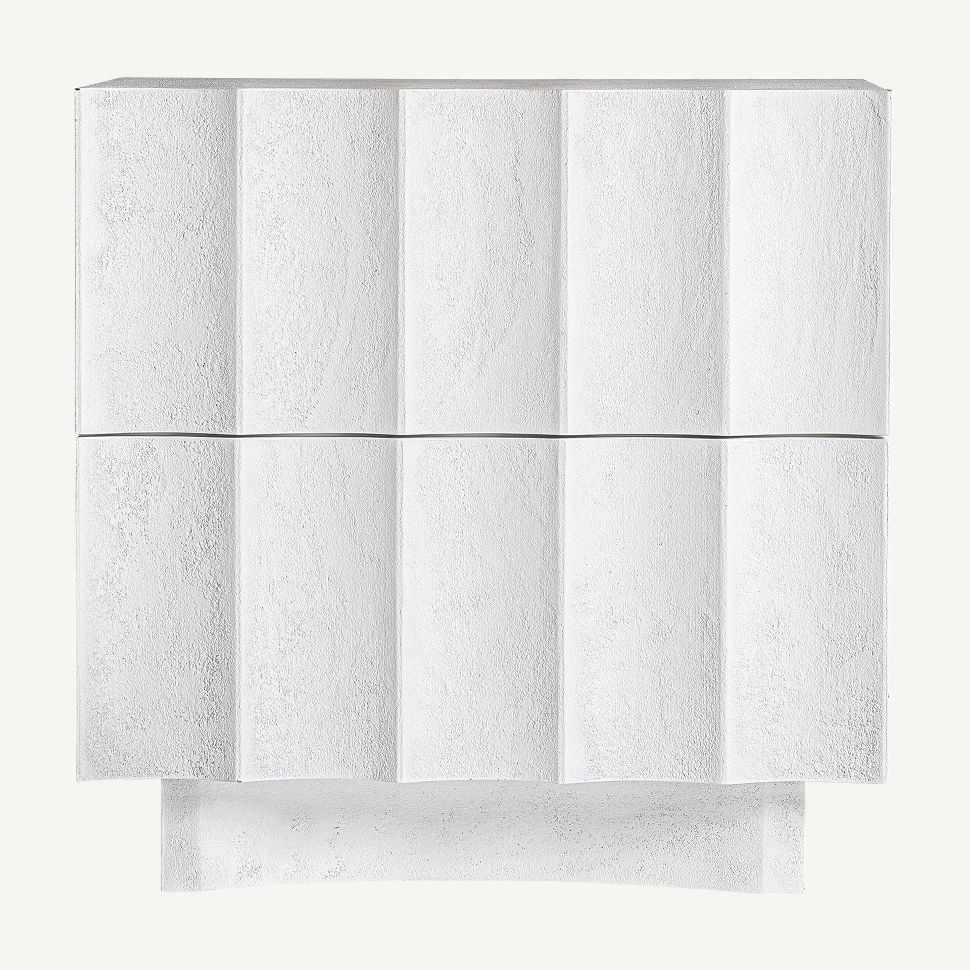Italian Design And Brutalist Style White Concrete Stone Bedside Table For Sale 1