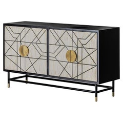 Italian Design and Memphis Style Black and White Sideboard