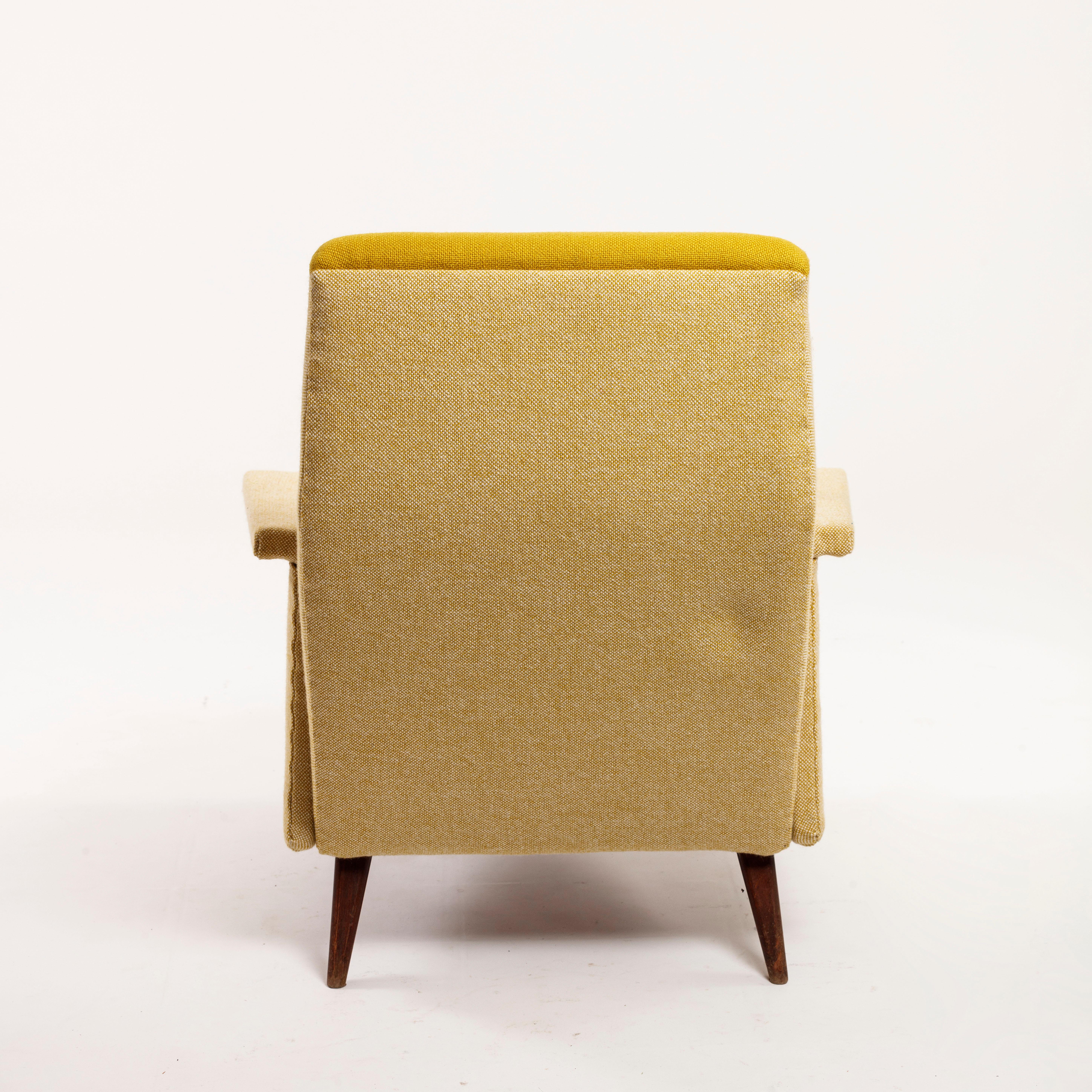 Fabric *Italian design Armchair Yellow Reupholstered For Sale