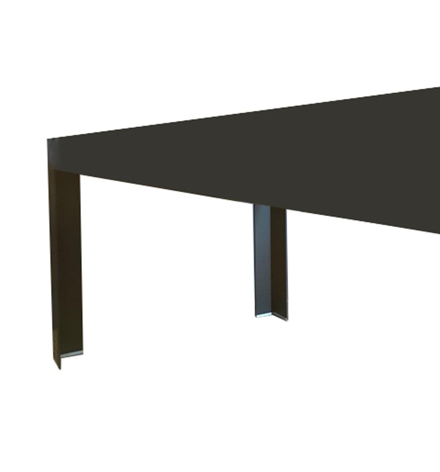 Italian Design Black Glass Dining Table in Minimal Style Contemporary Production For Sale 9