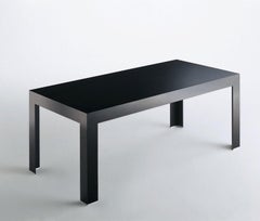 Italian Design Black Glass Dining Table in Minimal Style Contemporary Production