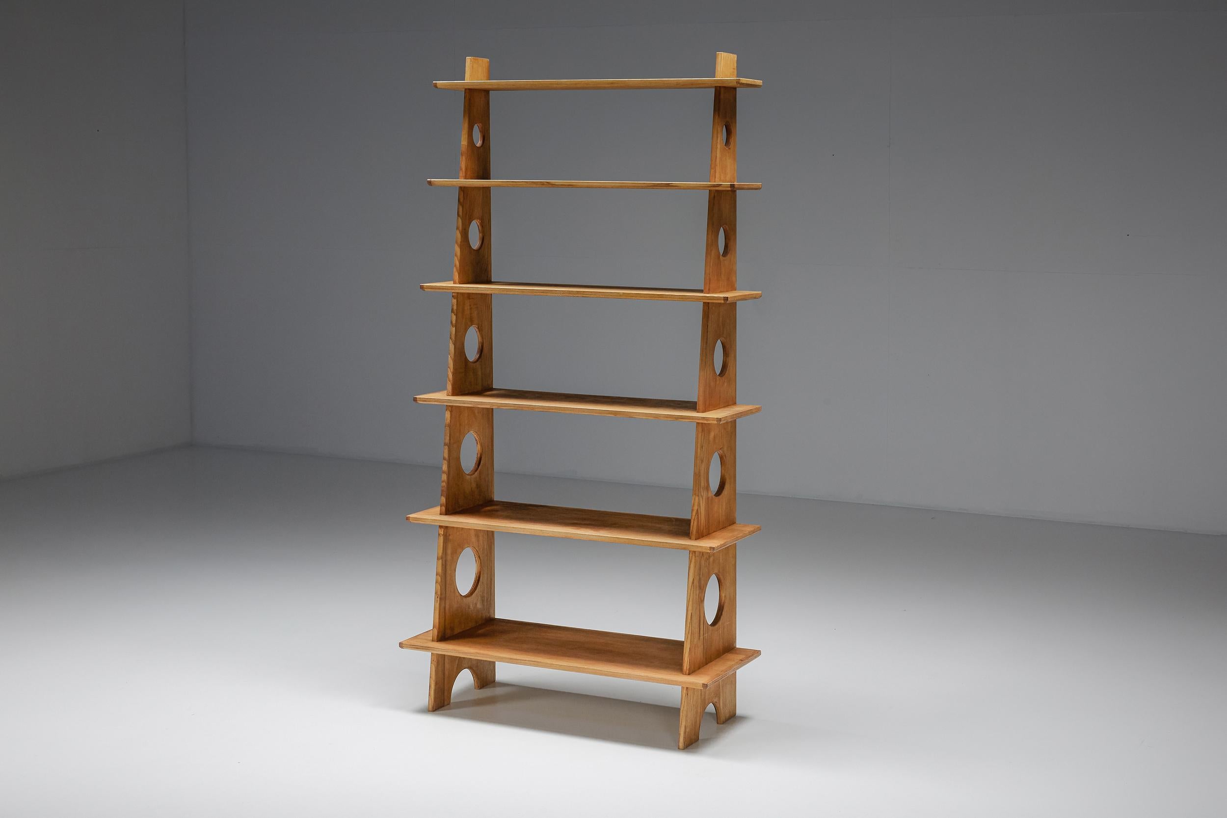 Italian Design Bookshelves in Solid Elm In Excellent Condition In Antwerp, BE