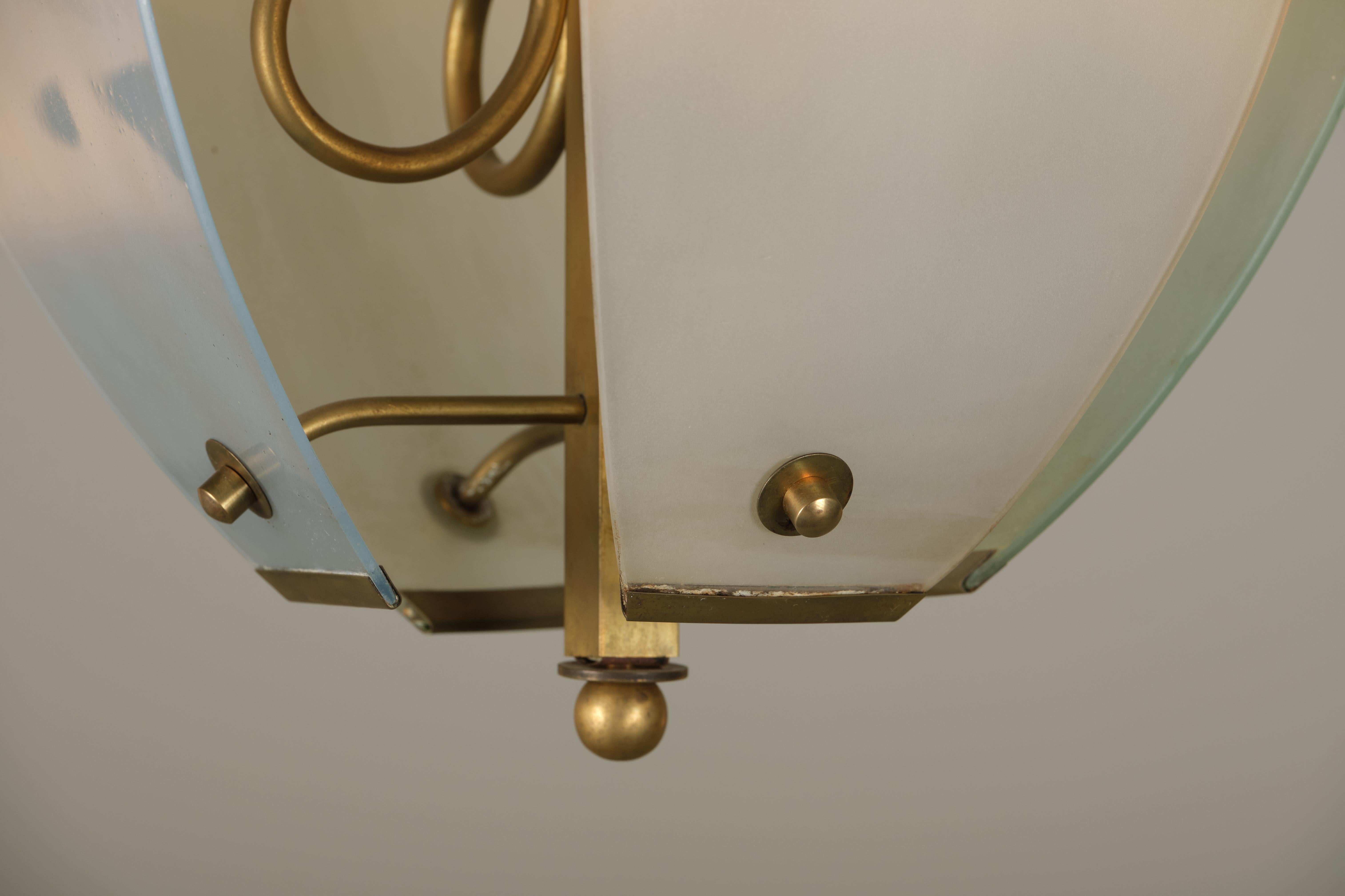 Italian Design Brass and Glass Chandelier, 1960 circa For Sale 5