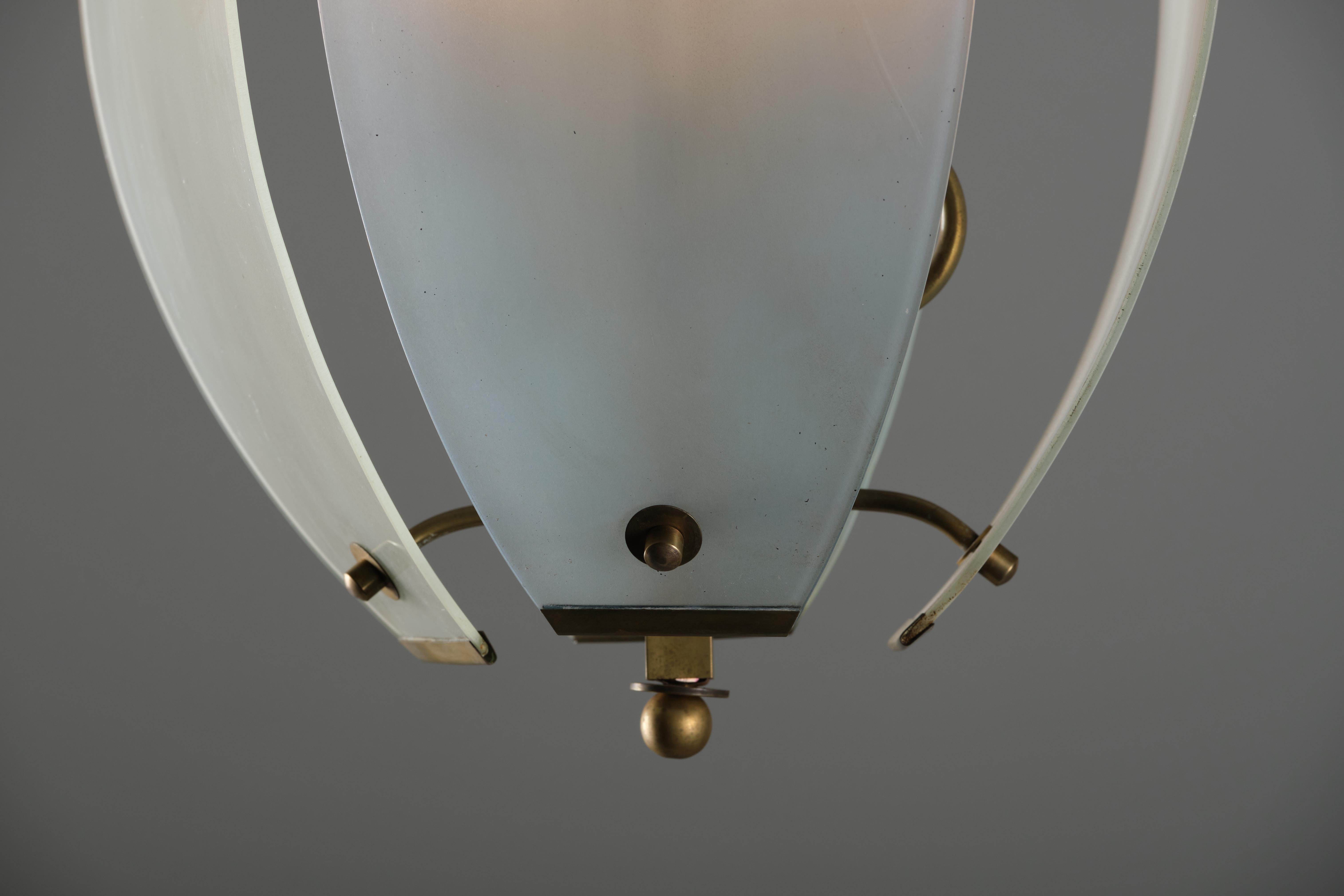 Italian Design Brass and Glass Chandelier, 1960 circa For Sale 8