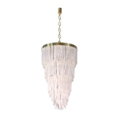 Italian Design Brass and Selenite Stone Chandelier, circa 1970