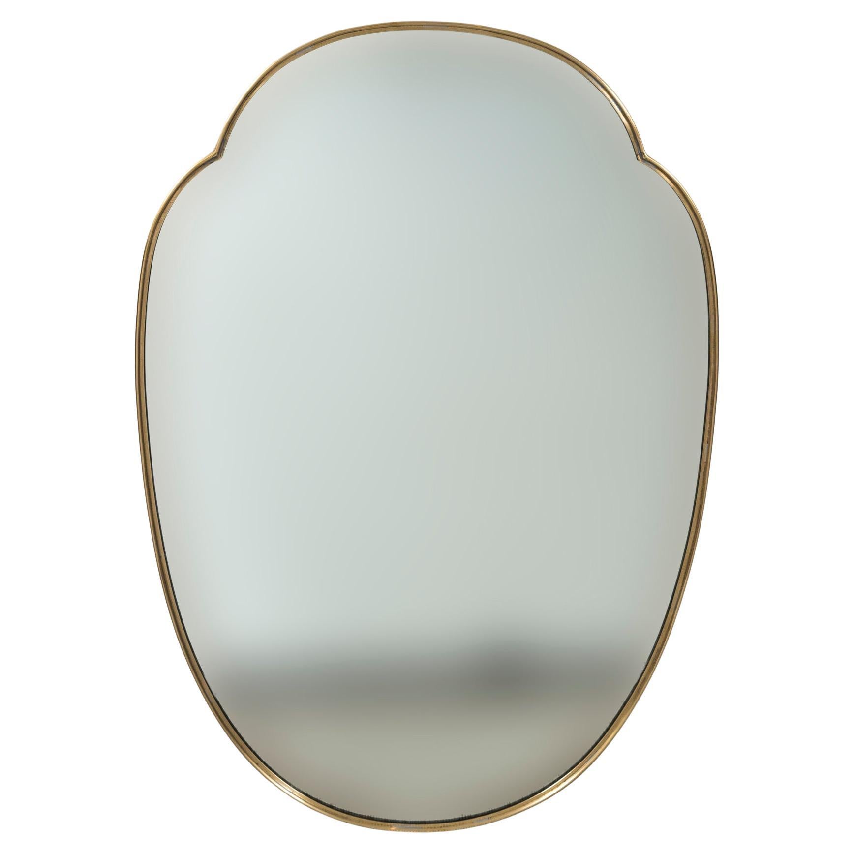 Italian Design Brass Oval Shaped Mirror