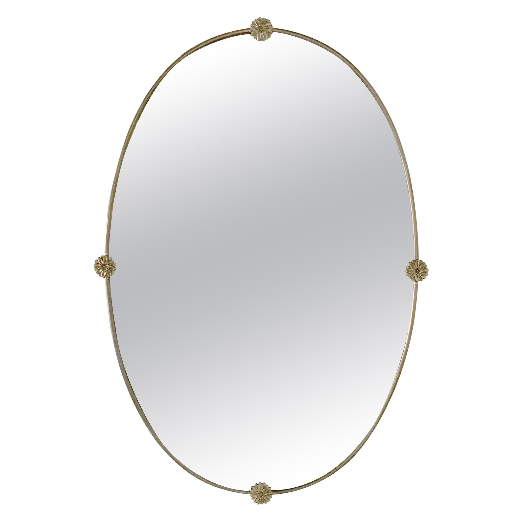 Italian Design Brass Wall Mirror For Sale