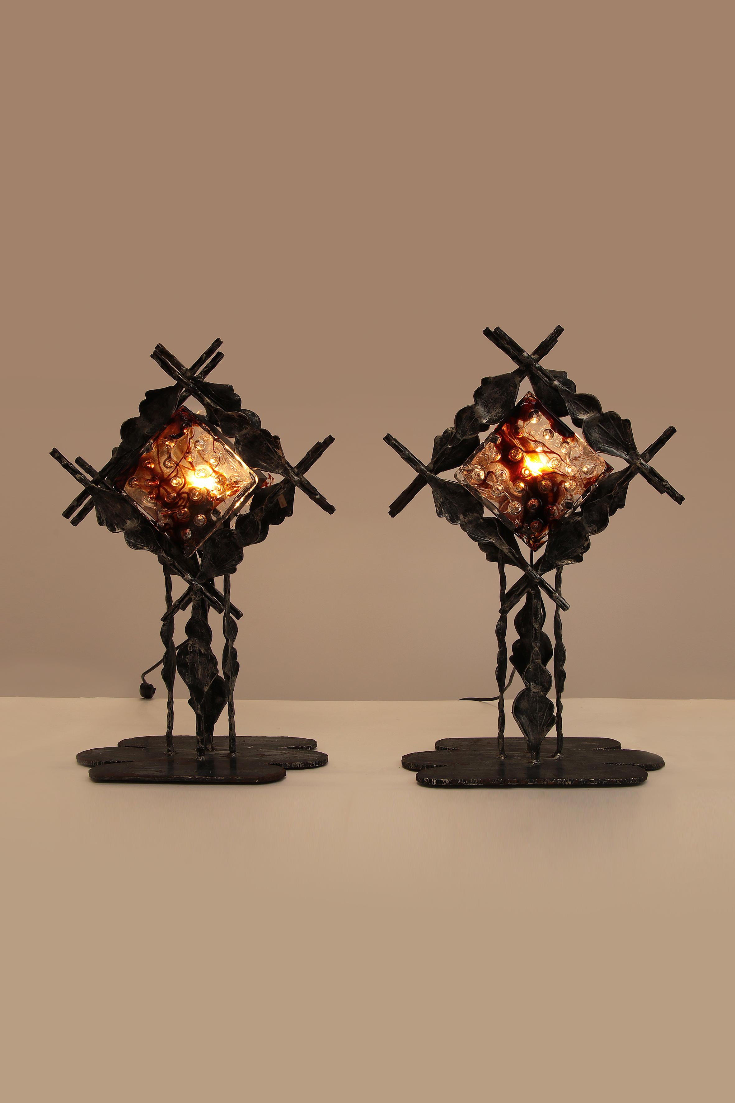 Italian Design Brutalist Table Lamps from Poliarte, Albano Poli, 1970s For Sale 7