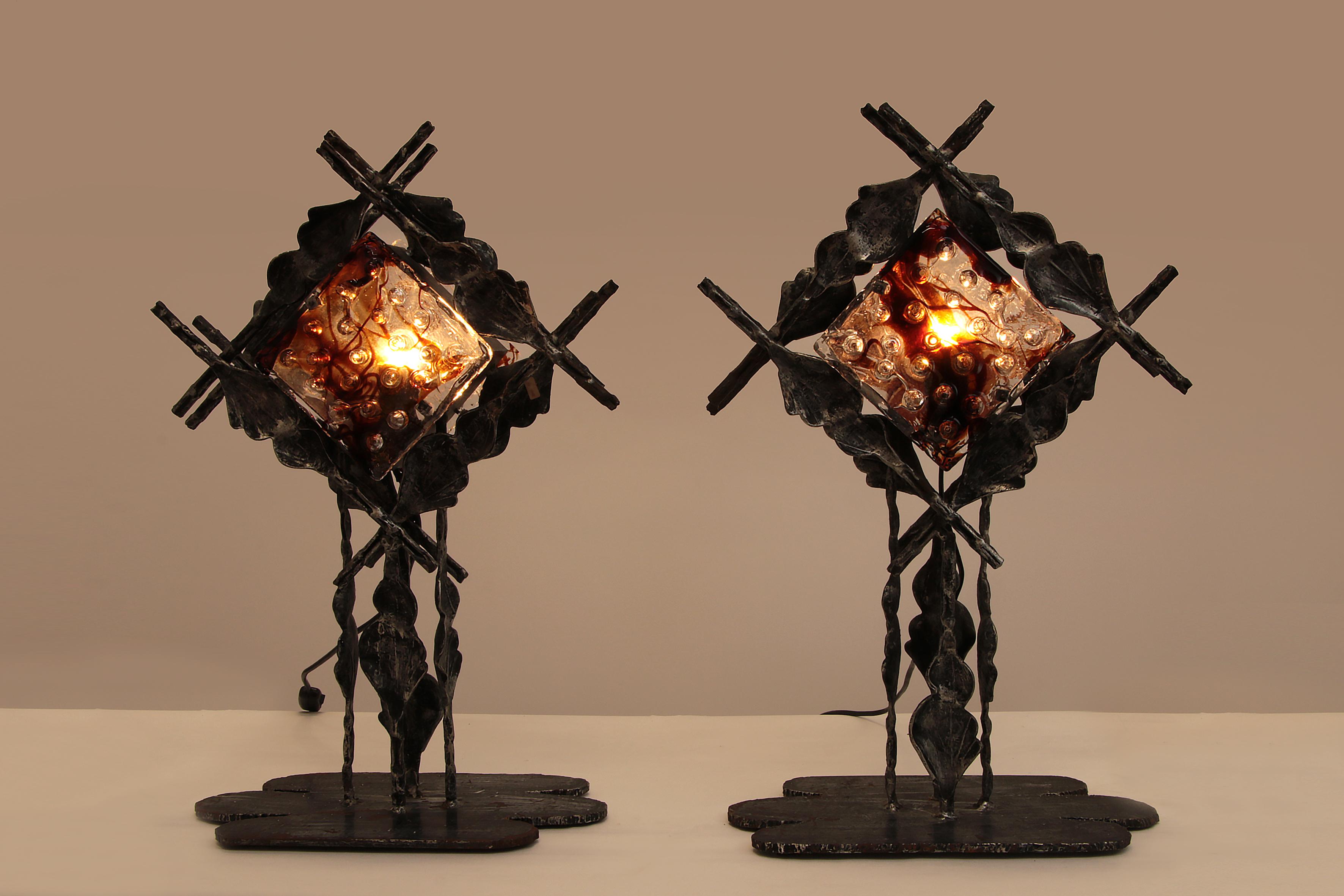 Italian Design Brutalist Table Lamps from Poliarte, Albano Poli, 1970s For Sale 8