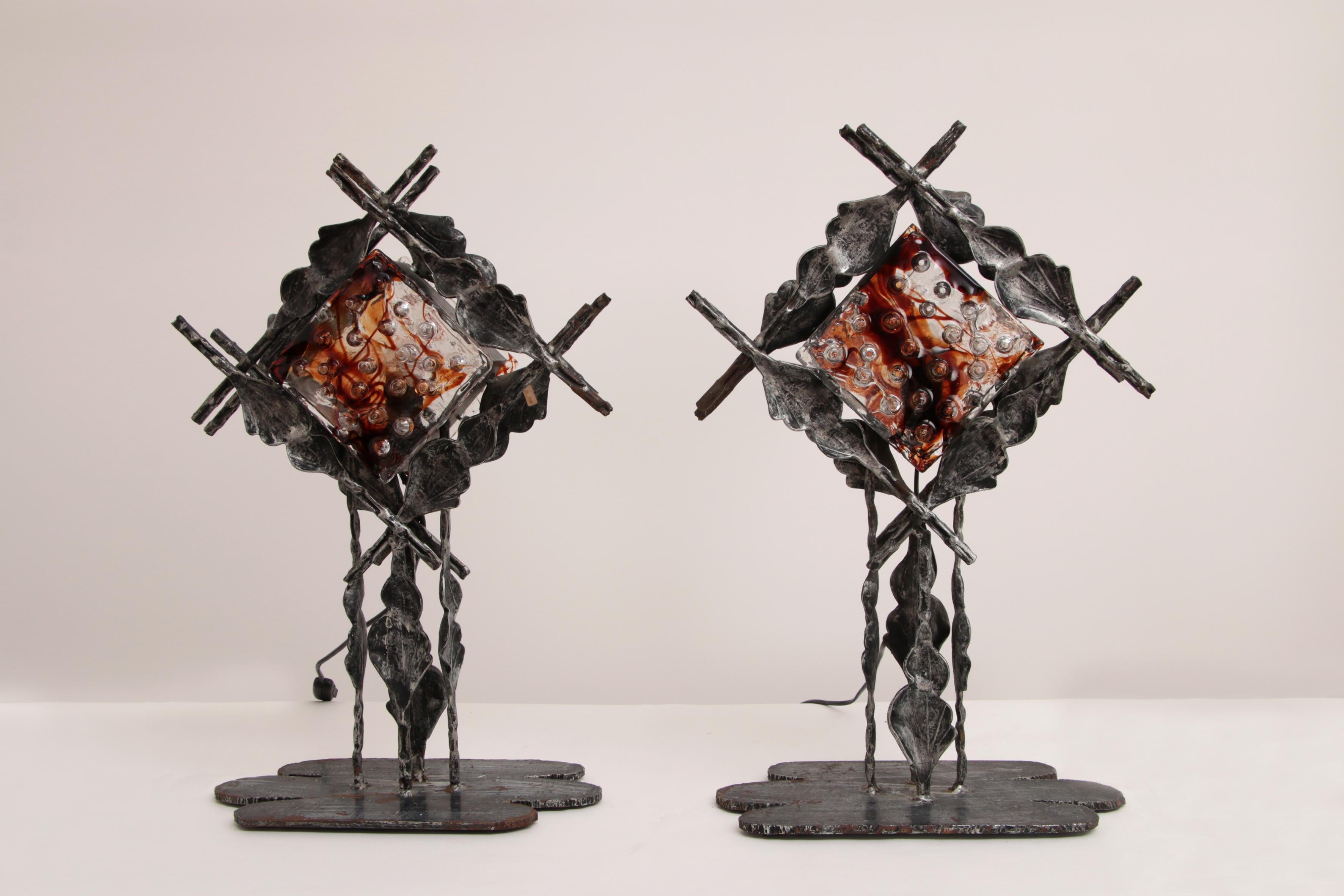 Italian Design Brutalist Table Lamps from Poliarte, Albano Poli, 1970s For Sale 11