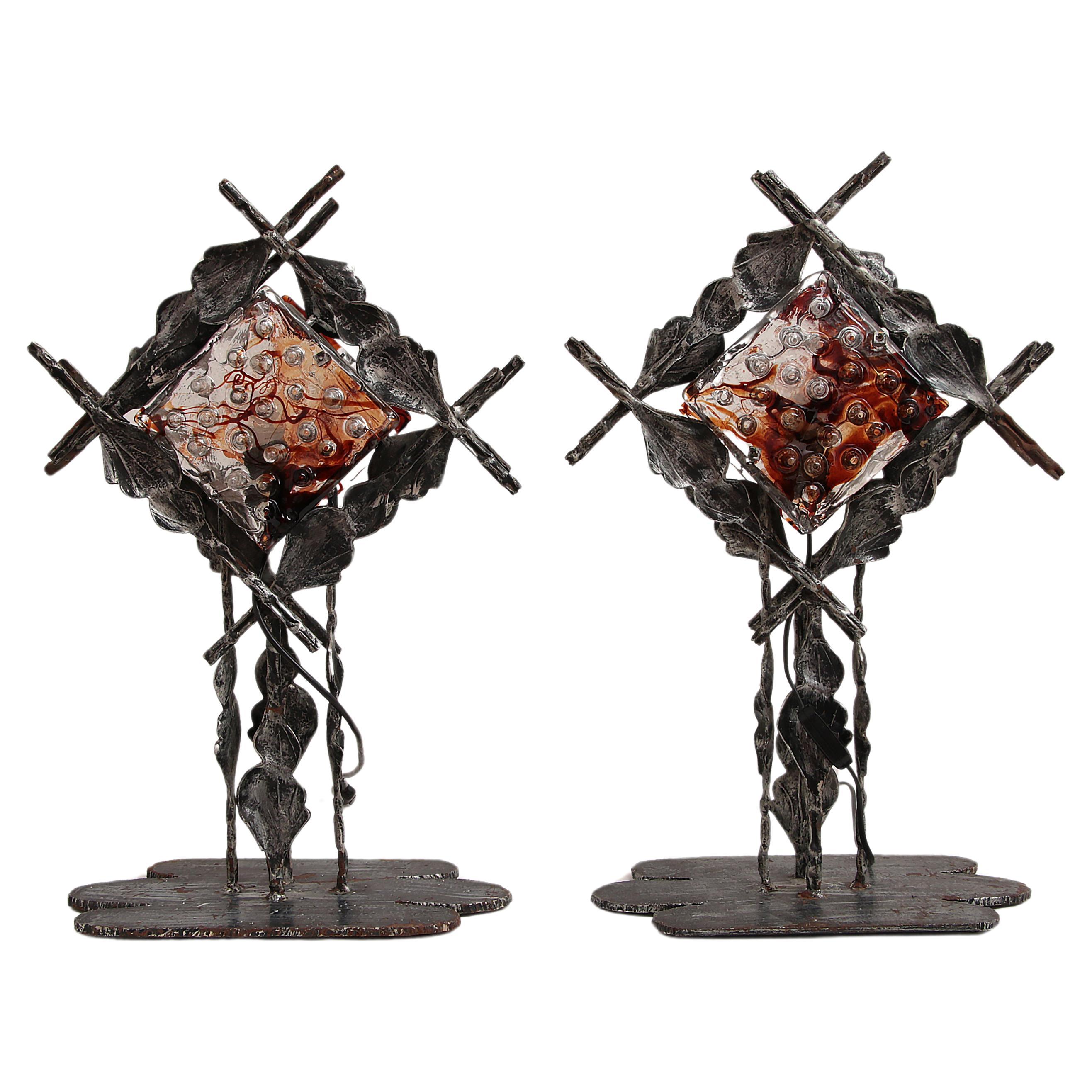 Italian Design Brutalist Table Lamps from Poliarte, Albano Poli, 1970s For Sale