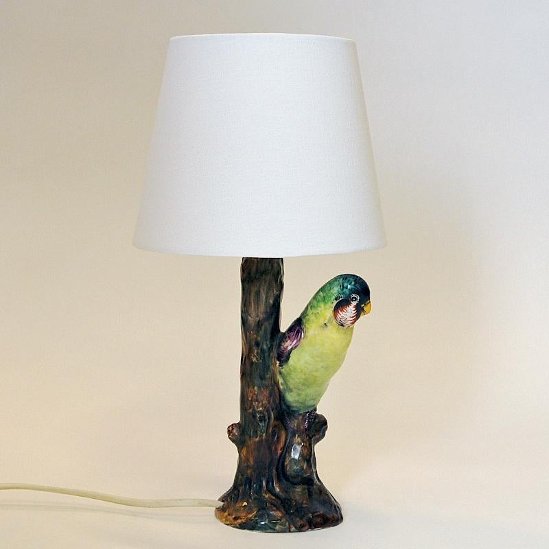 Ceramic Italian design Budgerigar bird ceramic table lamp 1950s