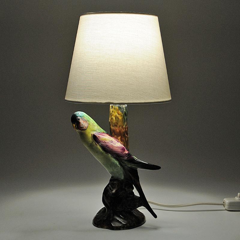 Italian design Budgerigar bird ceramic table lamp 1950s 1
