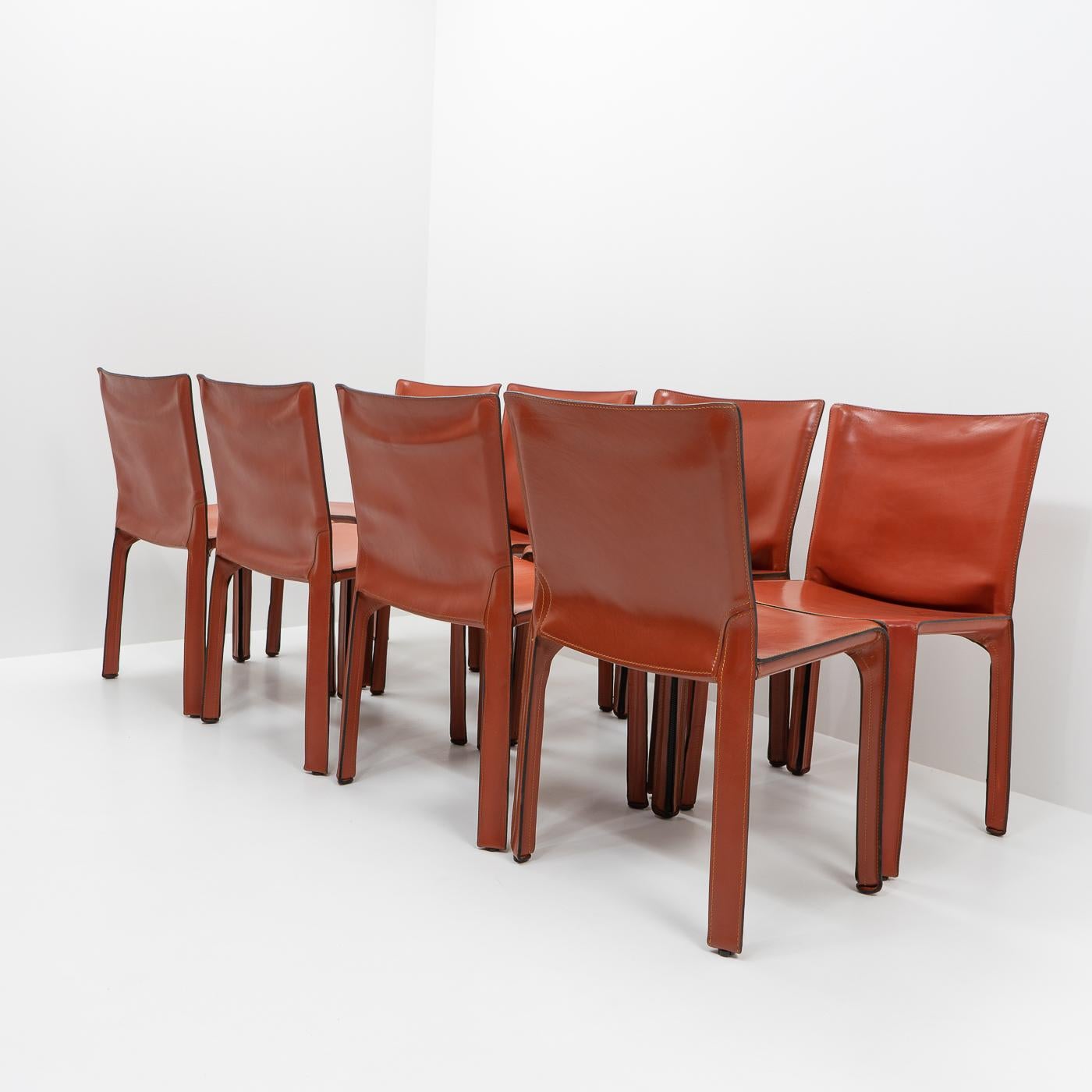 Italian Design Cab 412 Chairs by Mario Bellini for Cassina, Set of 8 3