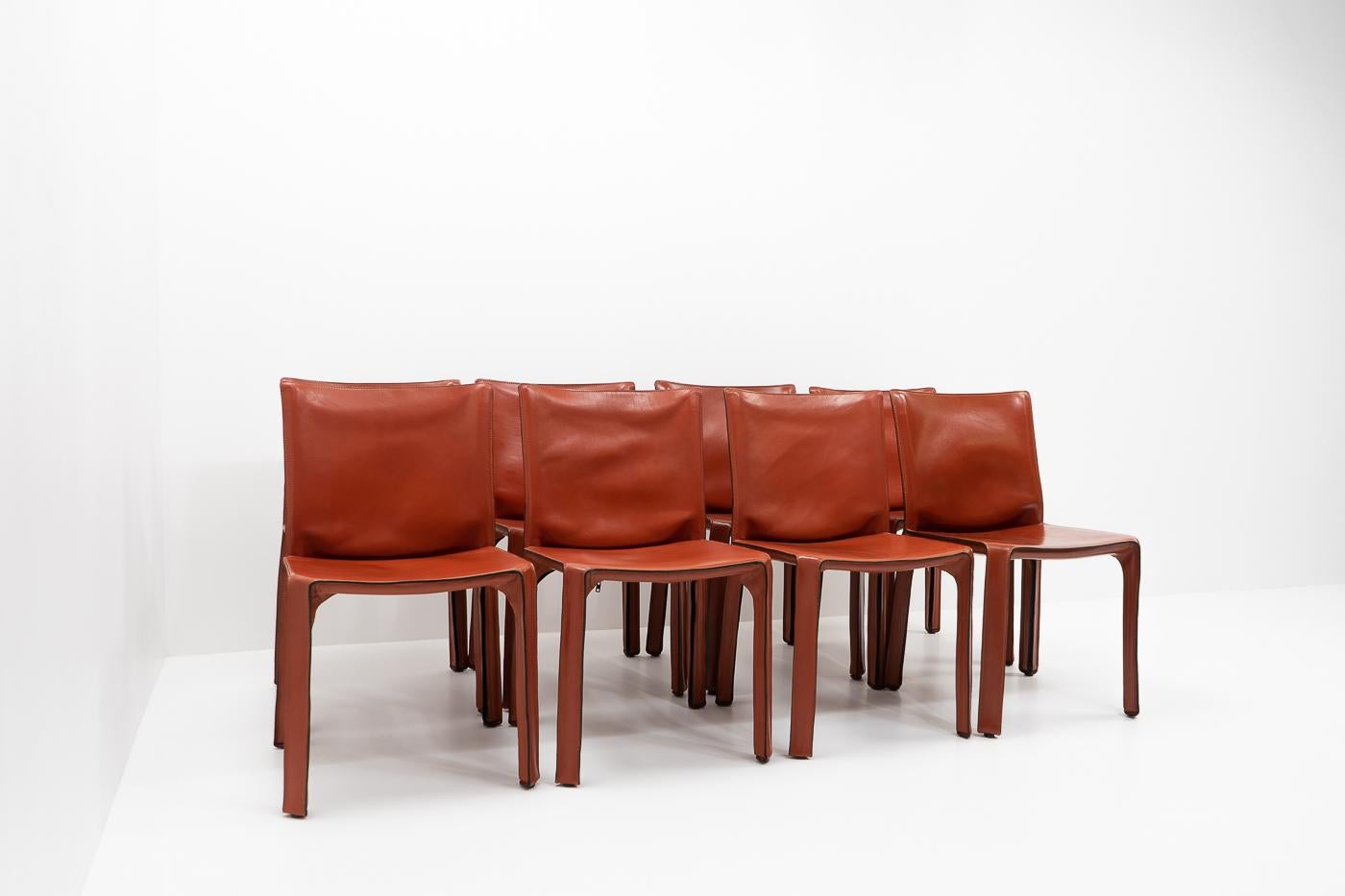 Italian Design Cab 412 Chairs by Mario Bellini for Cassina, Set of 8 11