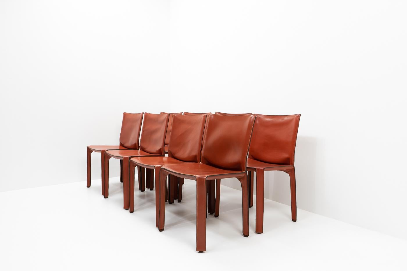 Italian Design Cab 412 Chairs by Mario Bellini for Cassina, Set of 8 13