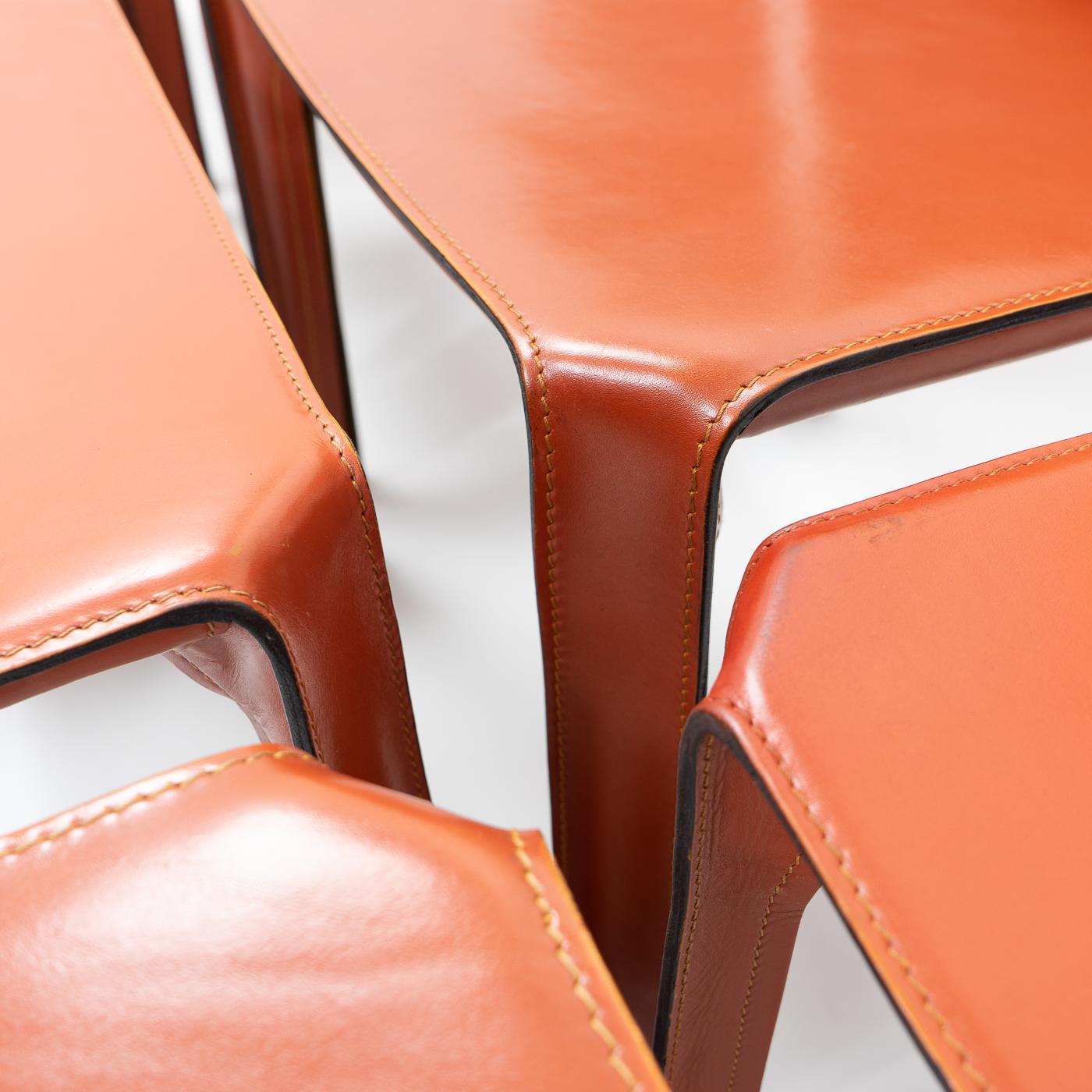 Metal Italian Design Cab 412 Chairs by Mario Bellini for Cassina, Set of 8