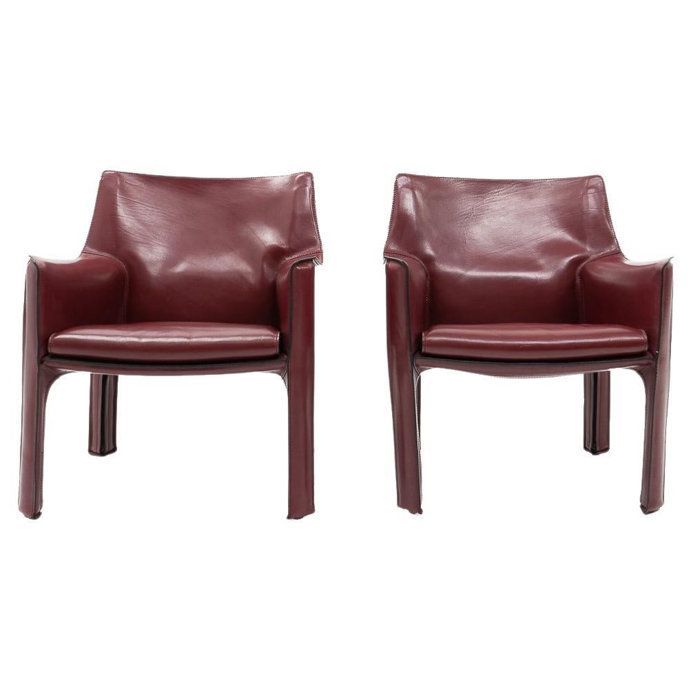 Italian Design: Cab 414 Armchairs by Mario Bellini for Cassina, Set of 2
