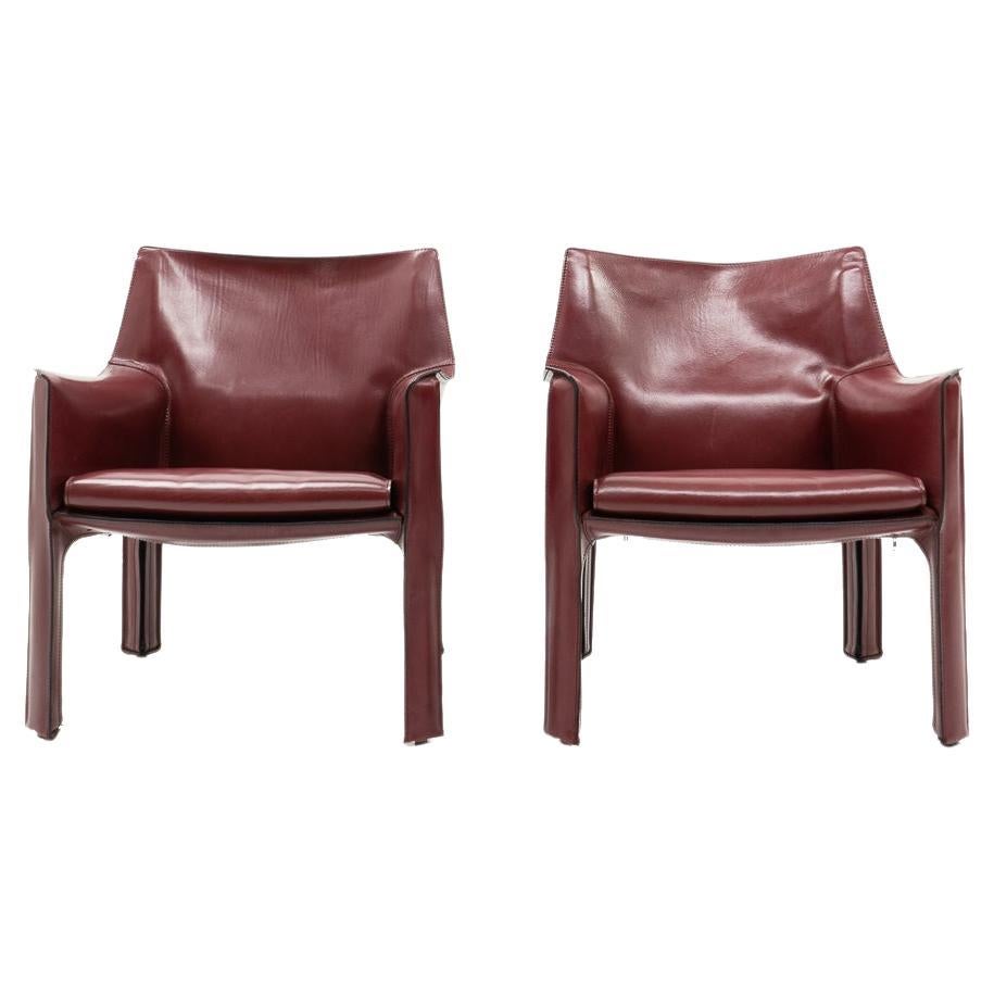 Italian Design Cab 414 Armchairs by Mario Bellini for Cassina, Set of 2