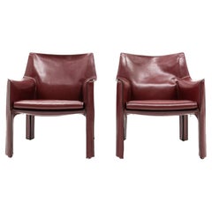 Italian Design Cab 414 Armchairs by Mario Bellini for Cassina, Set of 2