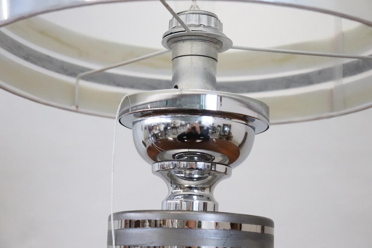 Italian Design Ceramic and Chromed Metal Table Lamp, 1970s For Sale 1