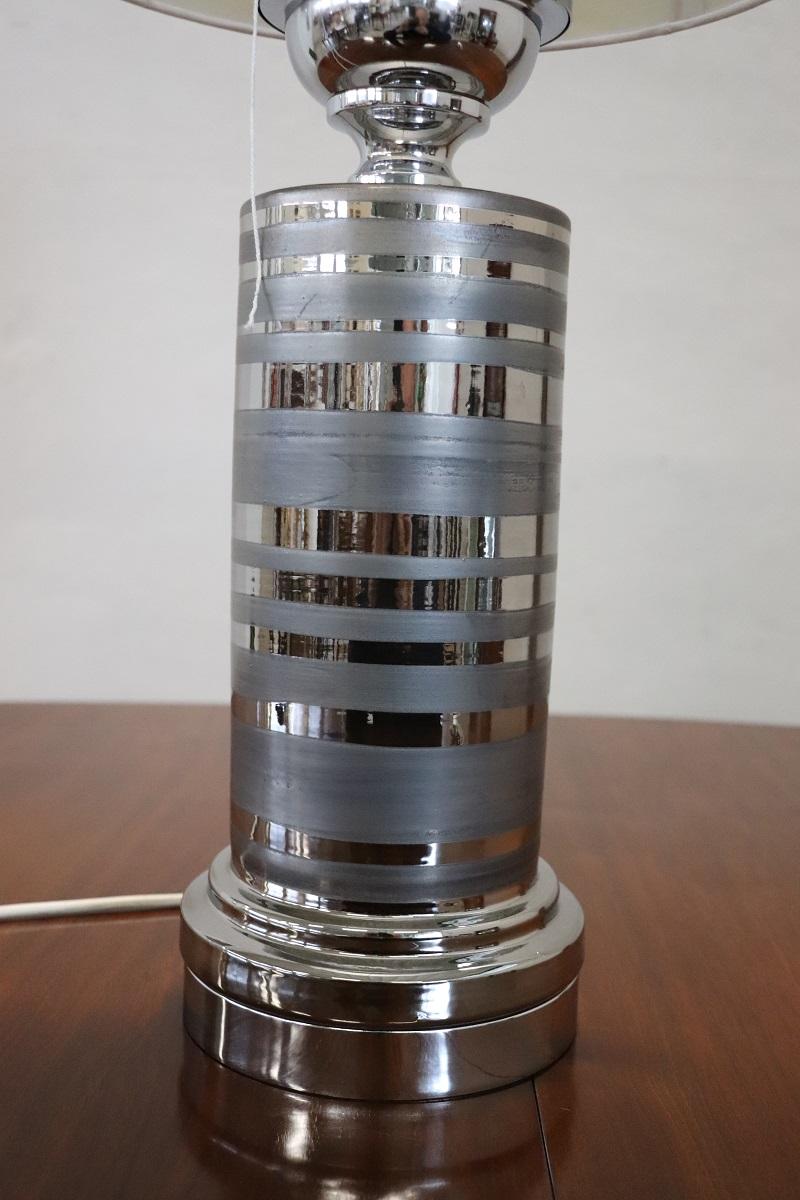 Italian Design Ceramic and Chromed Metal Table Lamp, 1970s For Sale 2