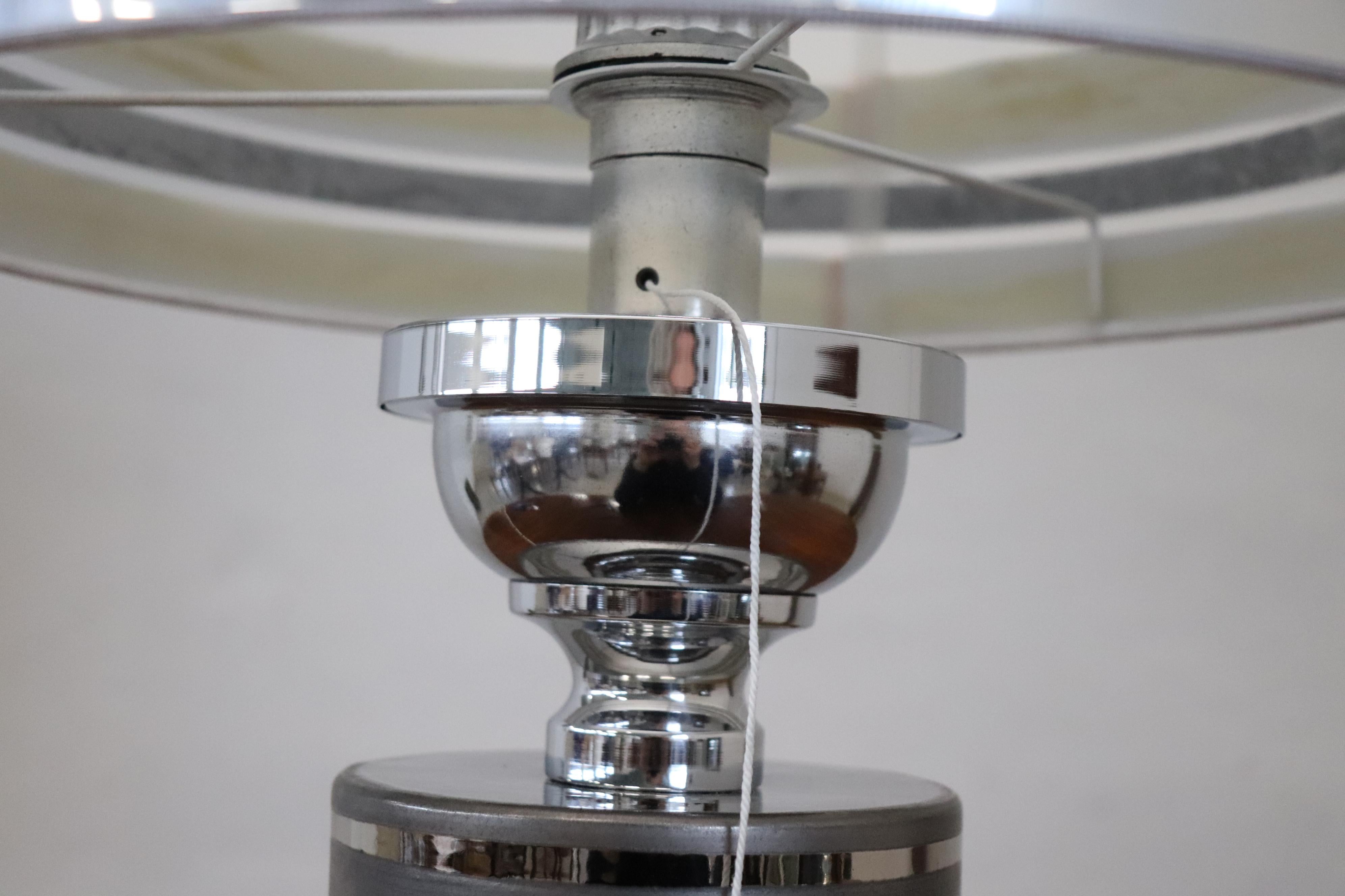 Italian Design Ceramic and Chromed Metal Table Lamp, 1970s For Sale 3