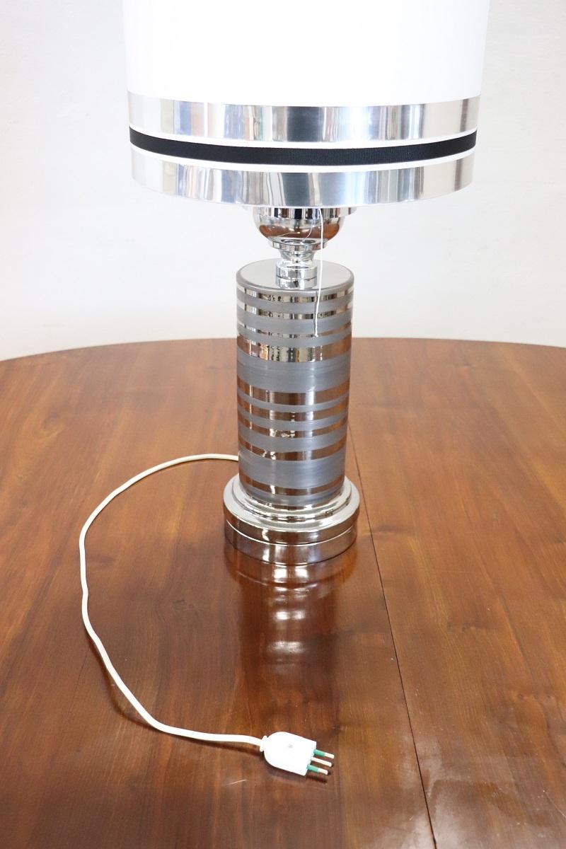 Italian Design Ceramic and Chromed Metal Table Lamp, 1970s For Sale 4
