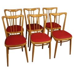 Italian Design Chairs in Exotic Wood and Imitation Leather