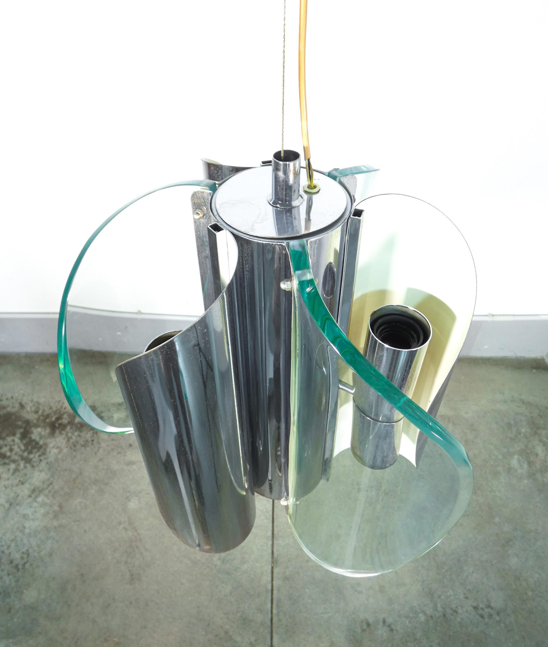 Italian Design Chandelier Referable to the Production of Fontana Arte, 1970s For Sale 2