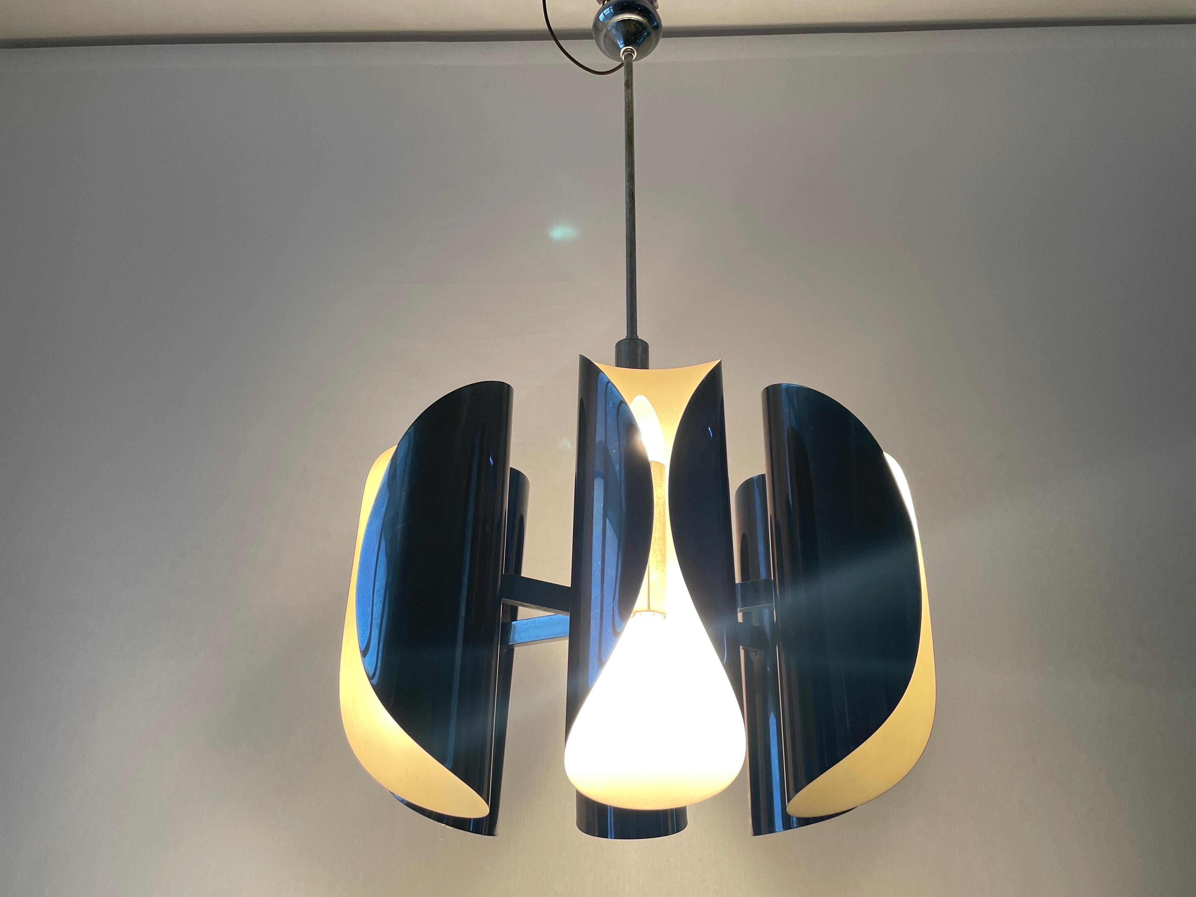Italian Design Chrome 6-head Ceiling Lamp by Reggiani, 1960s, Italy 6