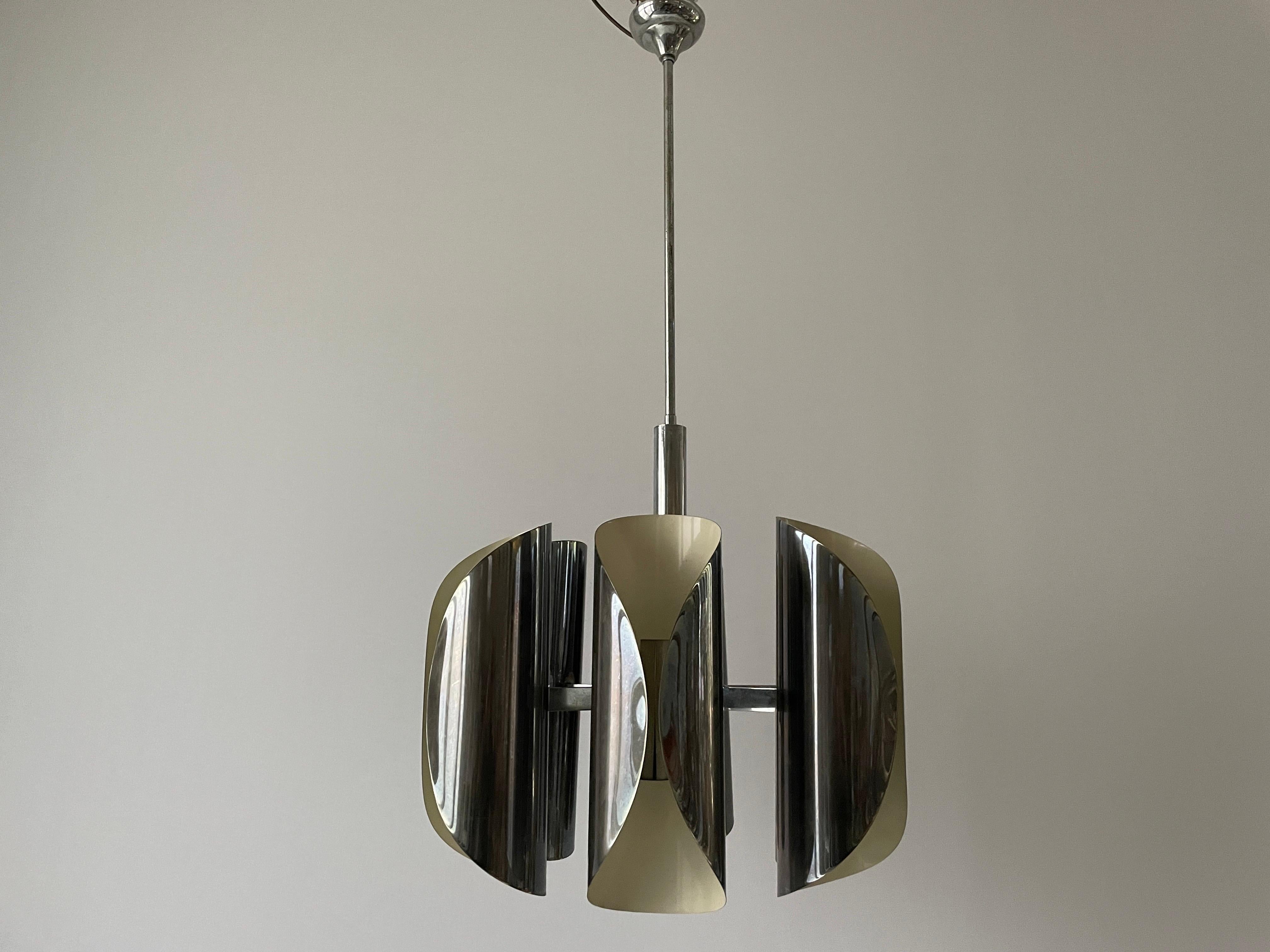 Italian Design Chrome 6-head Ceiling Lamp by Reggiani, 1960s, Italy 2