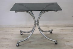 Italian Design Chrome and Glass Drinks Trolley or Bar Cart, 1980s