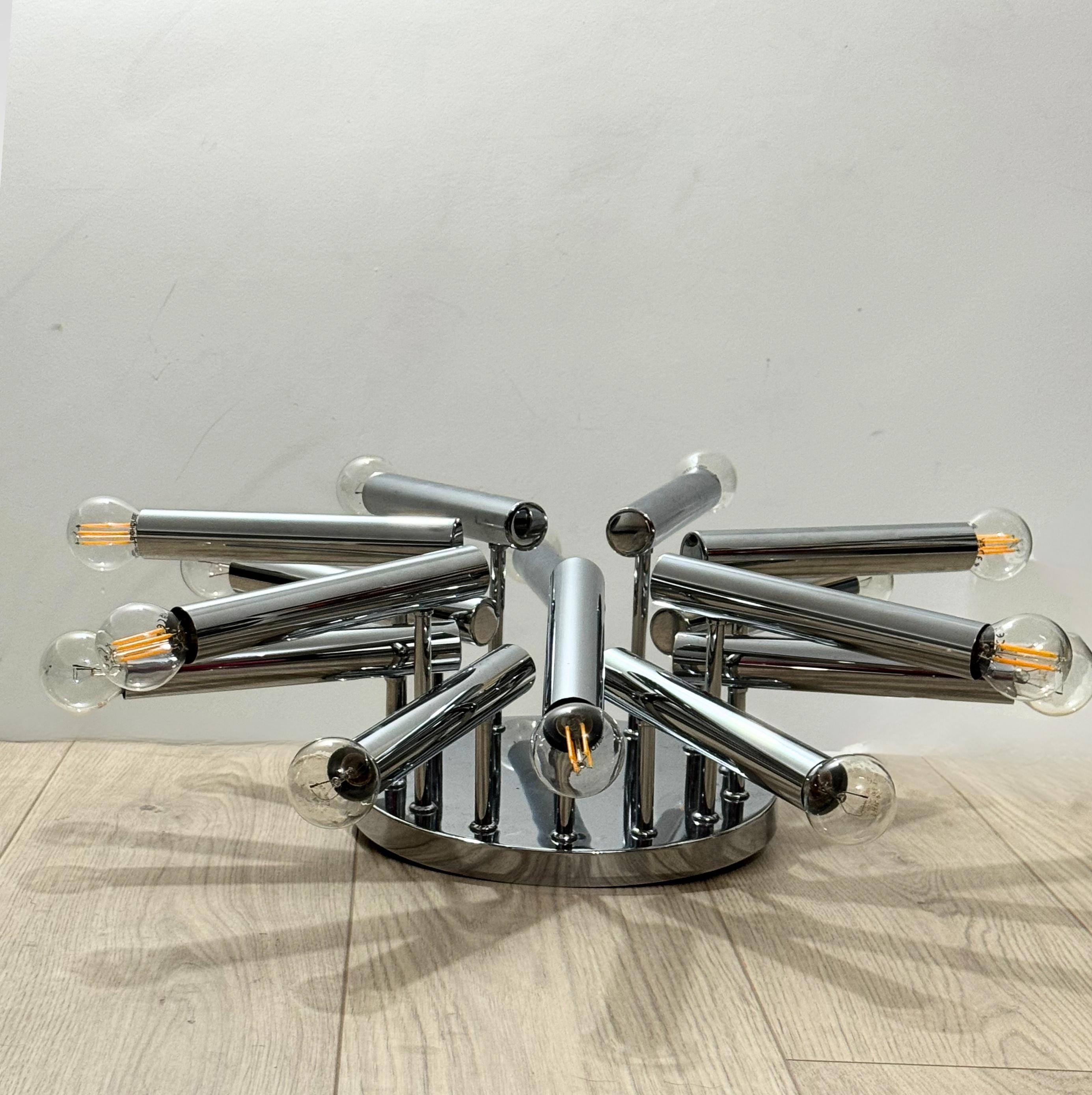 Italian Design Chrome Sputnik Plafond Lamp by Gaetano Sciolari 4