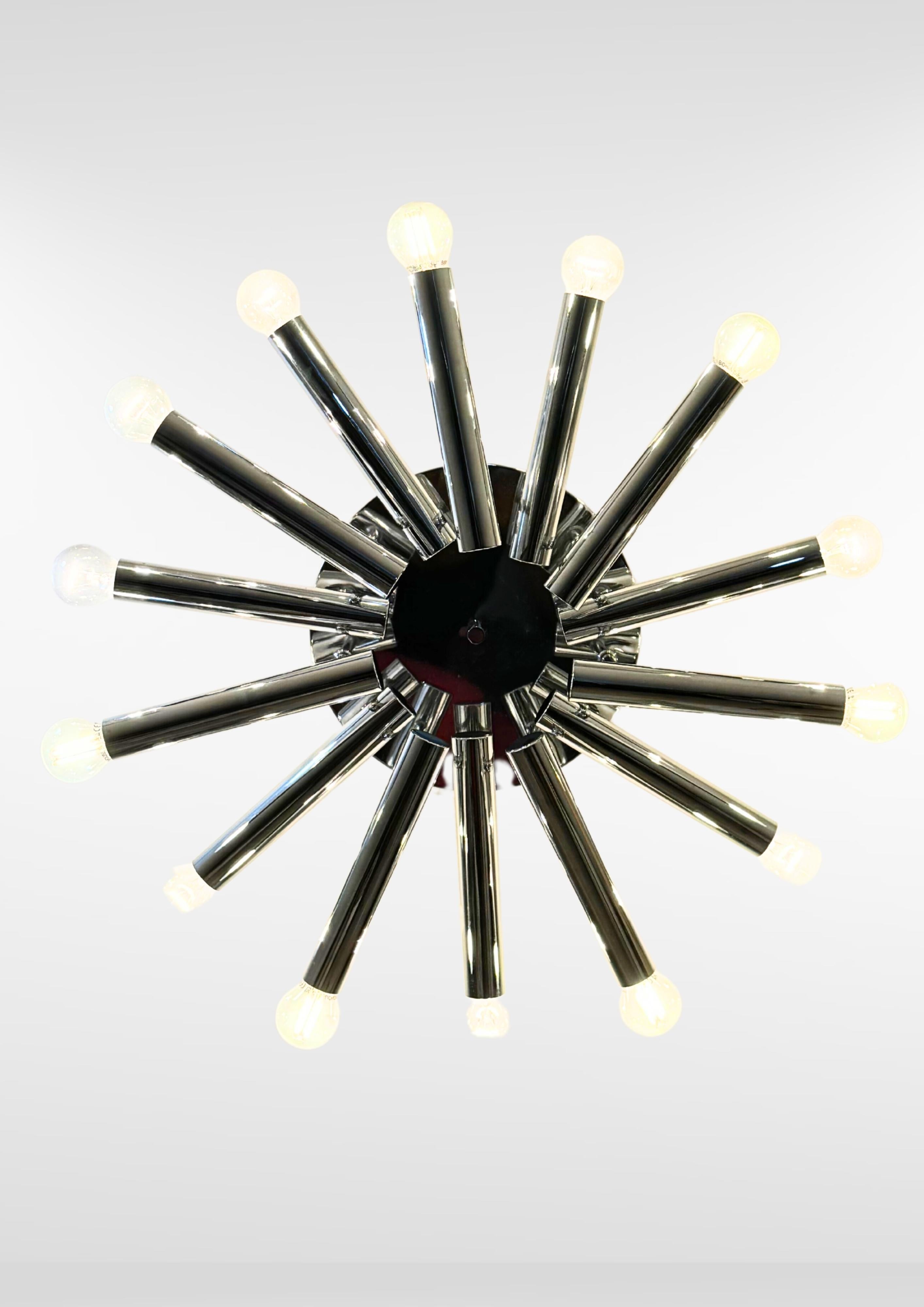 Mid-Century Modern Italian Design Chrome Sputnik Plafond Lamp by Gaetano Sciolari