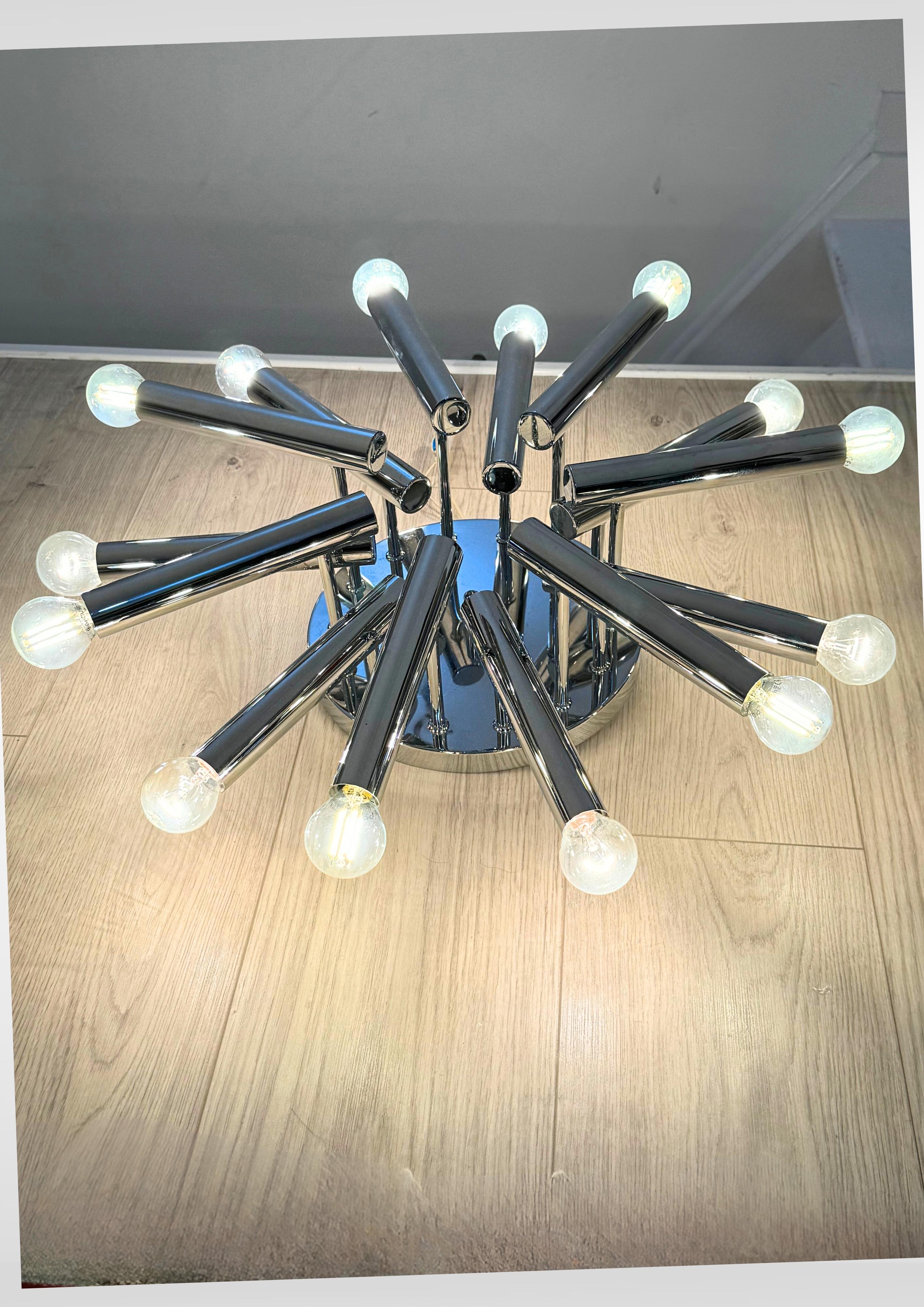 Other Italian Design Chrome Sputnik Plafond Lamp by Gaetano Sciolari
