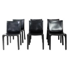 Italian Design Classic Cab 412 Chairs by Mario Bellini, Set of 6