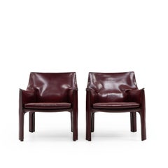 Italian Design Classic Cab 414 Armchairs by Mario Bellini for Cassina, Set of 2