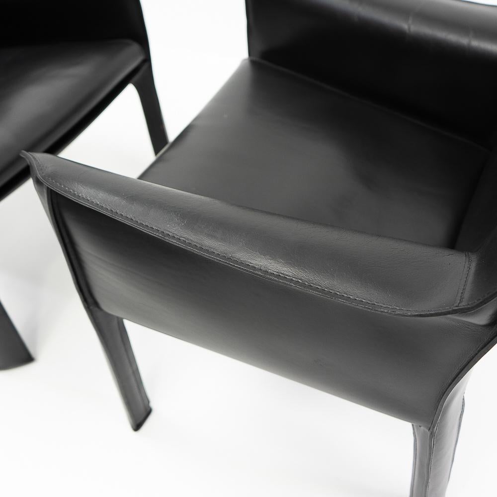 Italian Design Classic Cab 414 Armchairs by Mario Bellini for Cassina, Set of 2 For Sale 1