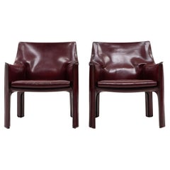 Italian Design Classic Cab 414 Armchairs by Mario Bellini for Cassina, Set of 2