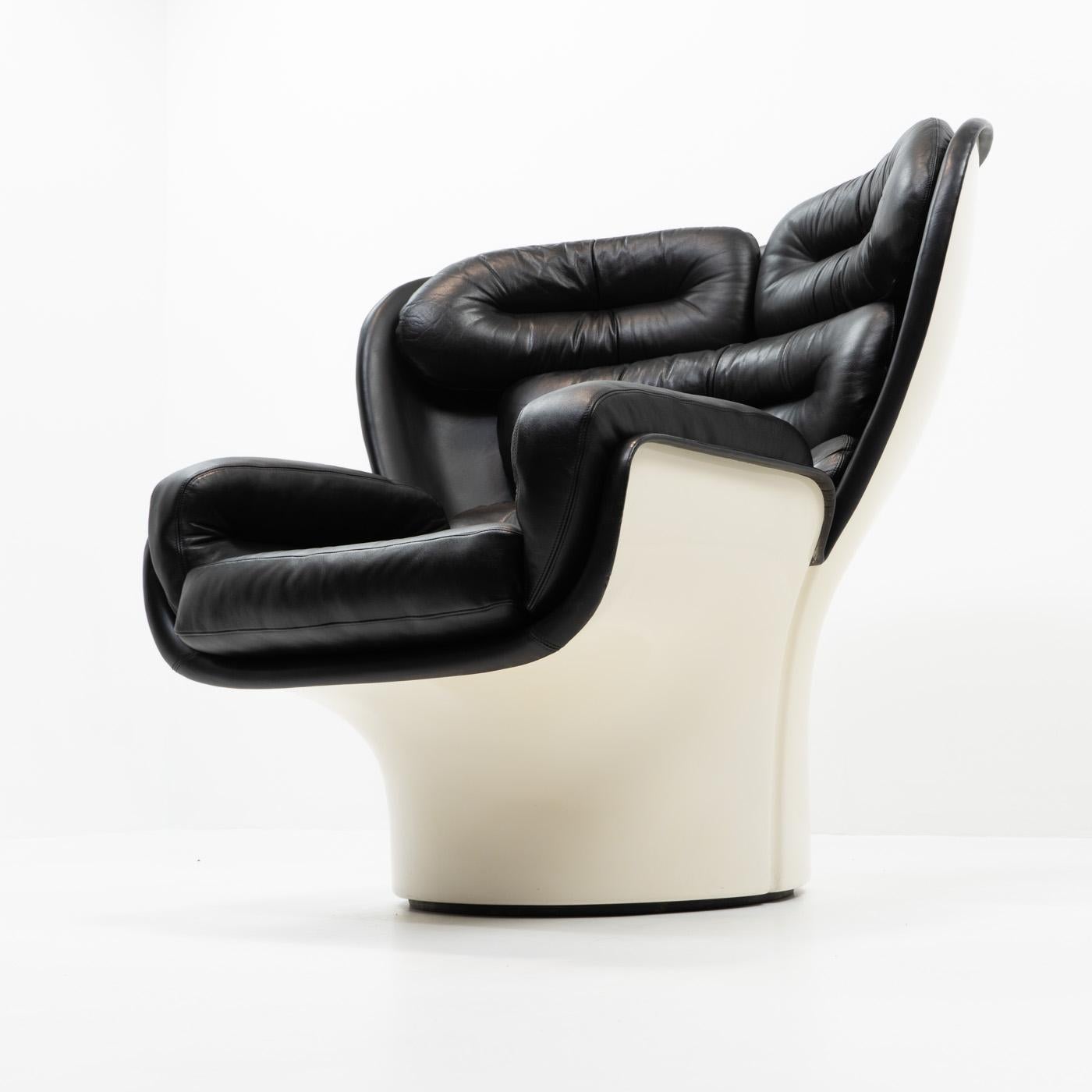 Leather Italian Design Classic Elda Lounge Chair by Joe Colombo, 1970s Italy For Sale