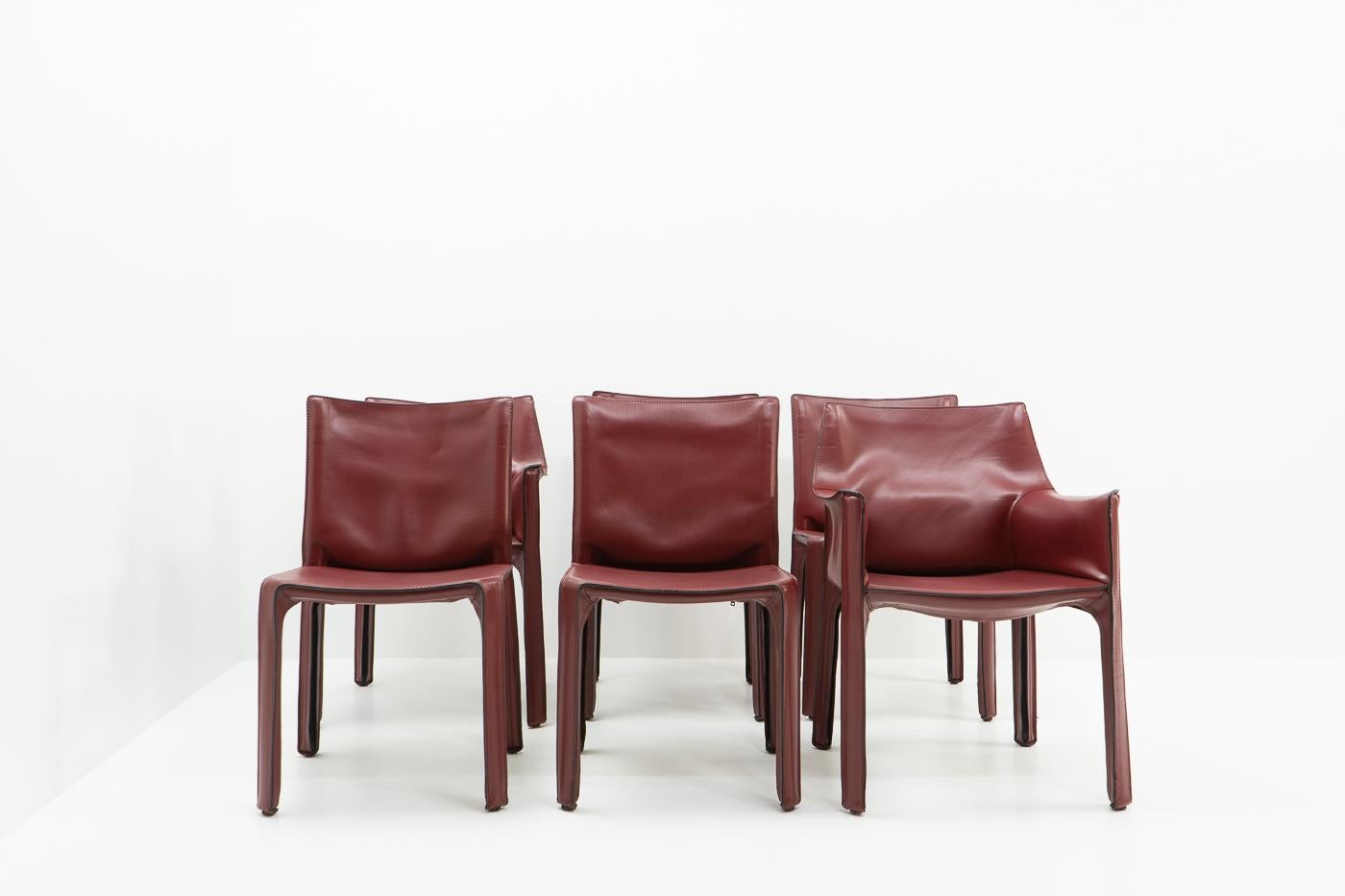 Metal Italian Design Classics, Cab Chairs by Mario Bellini for Cassina, Set of 6 For Sale